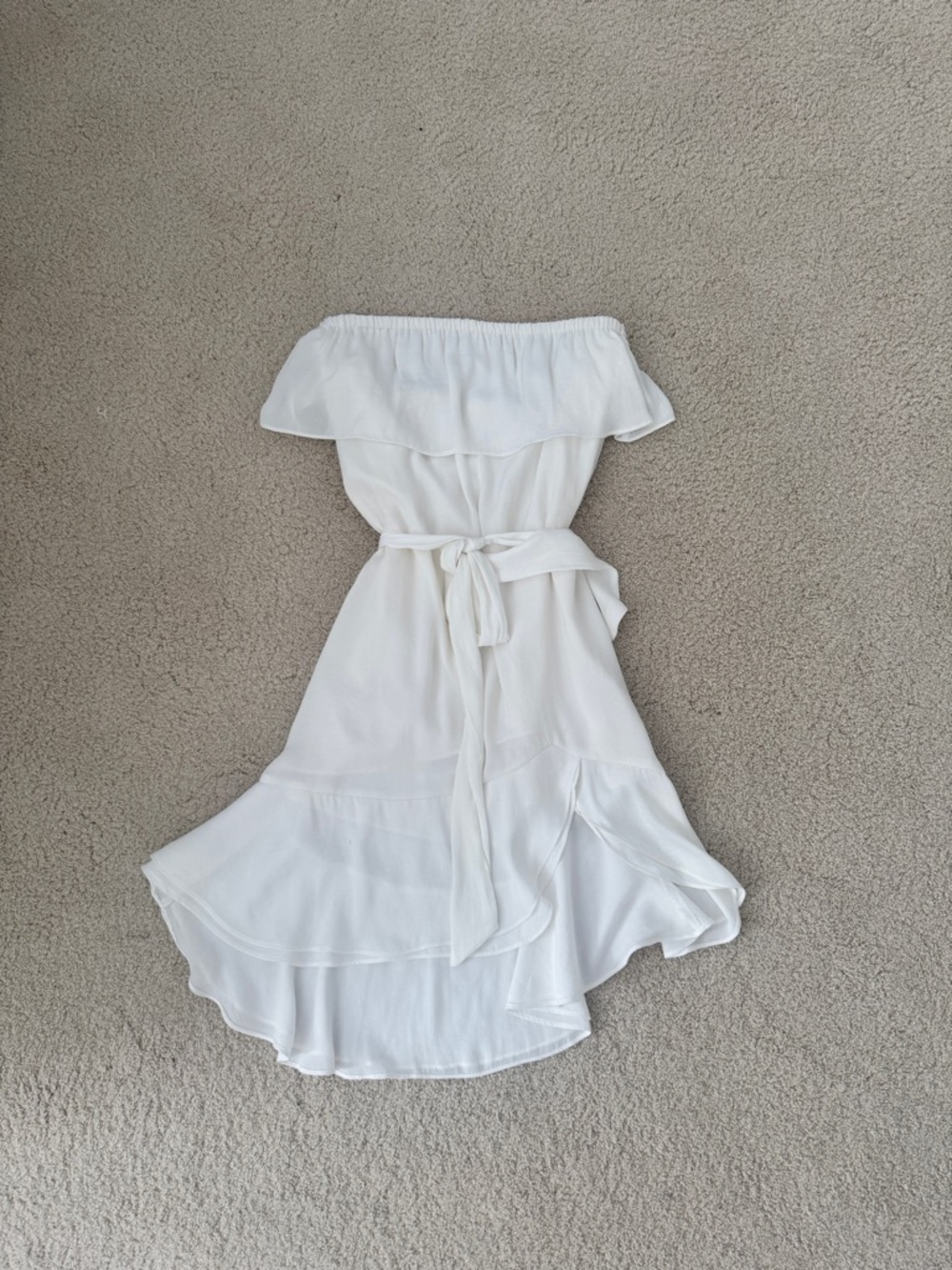 Shop Mahina Hawaiian Boutique Women’s White Off-Shoulder Ruffle Summer Dress